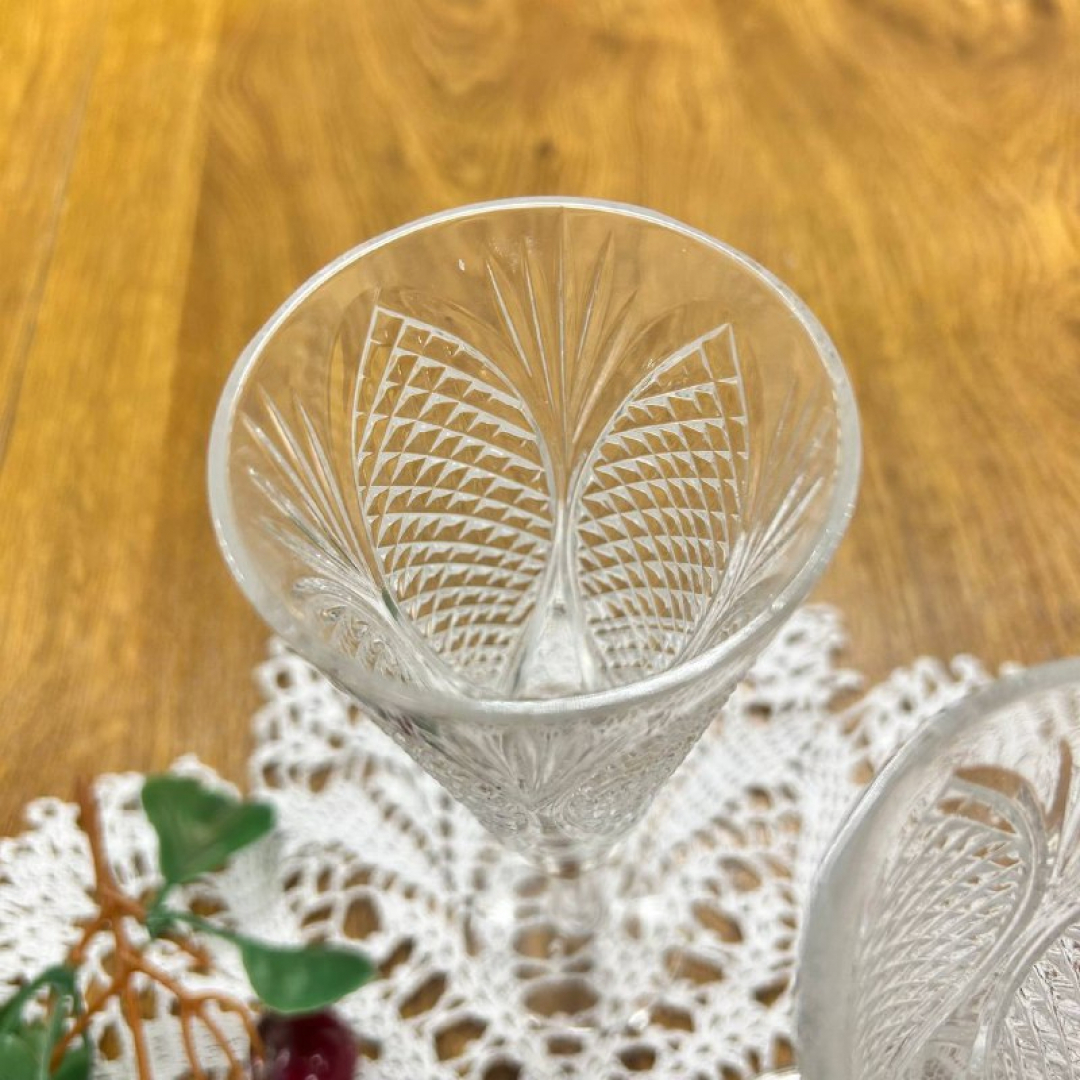 Пара бокалов из хрусталя "Ананас" Дятьковского ХЗ, рисунок от формы. Винтаж. Цена за пару. Картинка 3